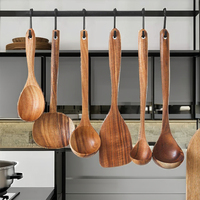 Ensemble d'ustensiles de cuisine en bois essentiels au design moderne, cuillère en acier inoxydable comprenant des fourchettes, éplucheur à fromage pour la cuisine