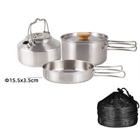 Ensemble de cuisine de camping en plein air, kit de cuisine portable pour pique-nique, ensemble de casseroles, poêles et bouilloires en acier inoxydable pour l'extérieur