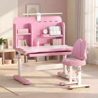 Ensemble table et chaise d'étude ergonomique moderne en métal pour enfants, rose/bleu/gris, durable, facile à assembler, pour la maison, le bureau, la chambre, le salon, les enfants