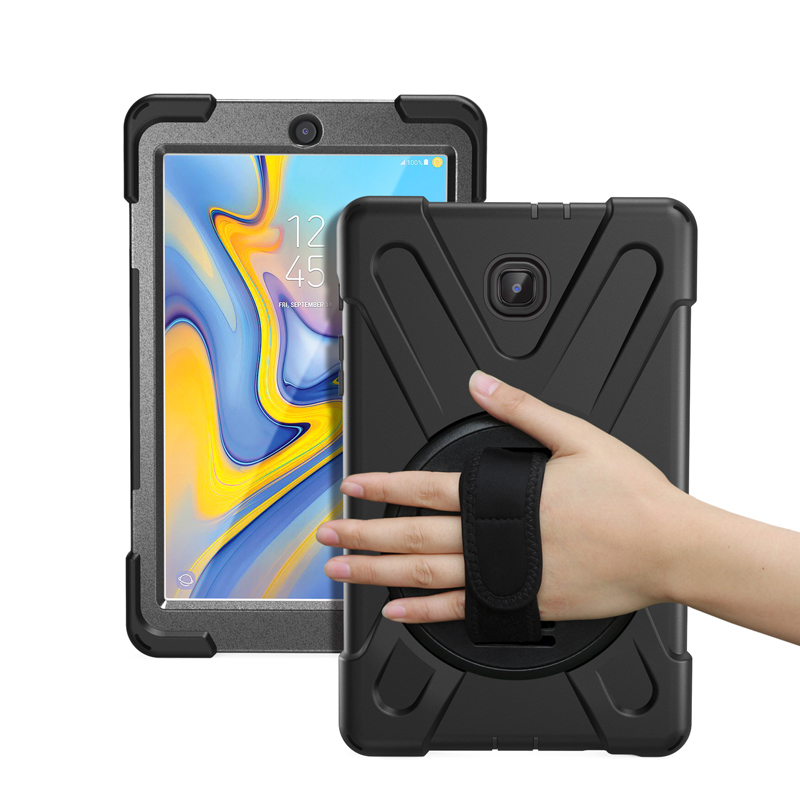 Умный силиконовый бампер, противоударный ремешок с ручкой, Вращающийся складной чехол для планшета с подставкой для Samsung Galaxy Tab A 8,0 T387, задняя крышка