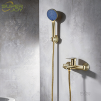 Robinet de Douche Moderne de Luxe en Laiton Brossé Doré, Mitigeur Plaqué, Matériel Durable pour la Décoration de la Maison et des Hôtels, Robinet de Salle de Bain en Cuivre
