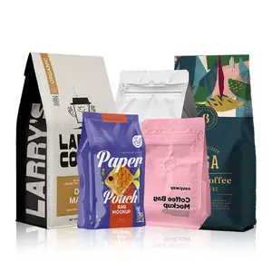 Custom Printed Private Label 100g 250g 500g 1 Kg Coffee Bag With Valve Aluminum Foil Flat Bottom Packaging Bag Coffee Bean Pouch