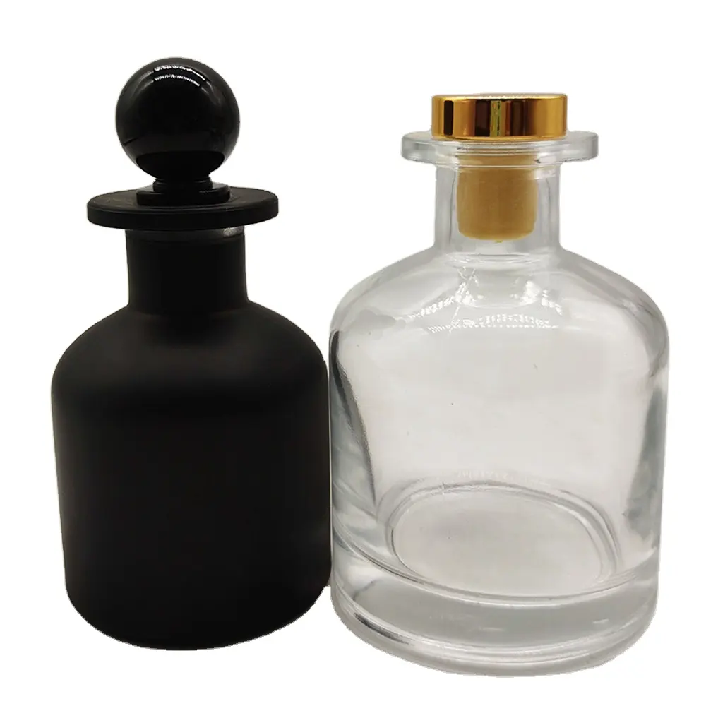 customized matte black 250ml round shaped diffuser glass bottles wholesale