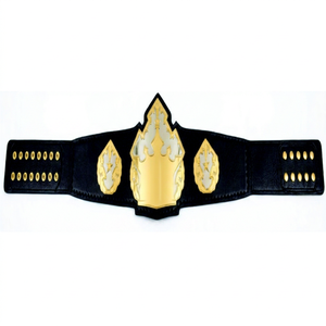Ceinture de championnat en cuir pour femmes professionnelles avec plaques de finition dorées de luxe pour les champions de lutte, de boxe, de MMA et de sports - Product Image 1
