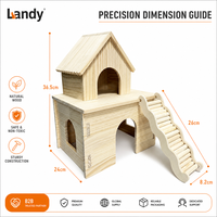 Maisonnette en bois amovible pour cochon d'Inde avec escalier, abri extérieur en bois massif pour hamster, accessoire de décoration pour petits animaux