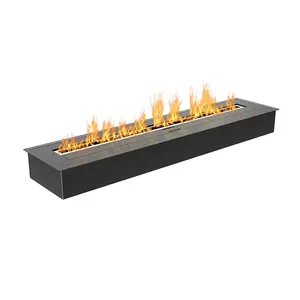 Custom Luxury Modern Stainless Steel Linear Ethanol Fireplace Insert Burner