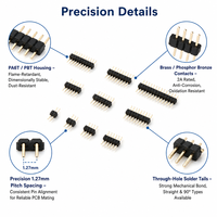 Connecteur mâle-femelle à pas de 1,27 mm en PA6T, simple ou double rangée, droit ou à angle droit, 2 à 40 broches, RoHS CE, vente en gros