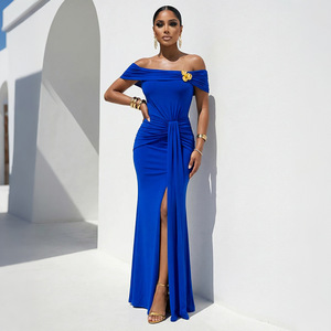 Nuovo Abito <span class=keywords><strong>da</strong></span> <span class=keywords><strong>Sera</strong></span> per Donna: Sensuale Vestito Monospalla con Spacco Alto in Tinta Unita, Abito Formale Estivo a Maniche Corte per Donne - Product Image 4