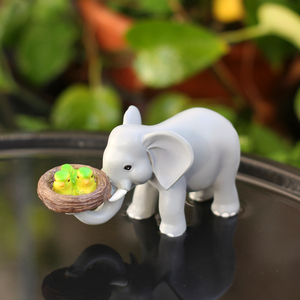 Statuetta di <span class=keywords><strong>Elefante</strong></span> in Resina con Nido di Uccelli e Uccellini Verdi, Decorazione Fantasiosa per Giardino e Casa - Product Image 2
