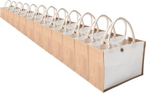 2024 thân thiện với môi biểu tượng tùy chỉnh nhiều lớp đay Túi Vải Bố tái sử dụng Linen bãi biển Tote hessian Túi mua sắm - Product Image 3