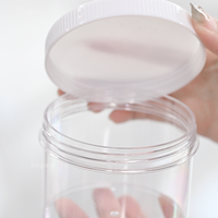 Bocaux en plastique PS transparent avec couvercle à vis blanc pour le stockage de friandises pour animaux de compagnie et contenants à crème réutilisables (120g/200g/400g/800g)