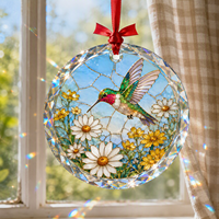 Ornement suspendu en verre de cristal rond à facettes, style Country Art, pendentif décoratif en verre de cristal pour décoration de cadeaux de fêtes