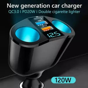 ที่ชาร์จในรถยนต์แบบเร็ว 66W 12V-24V ซ็อกเก็ตแยกพอร์ต USB คู่ Type-C พร้อมหน้าจอดิจิตอลสำหรับโทรศัพท์มือถือและกล้องติดรถยนต์ รองรับการชาร์จเร็ว - Product Image 5