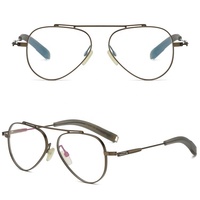 Lunettes à verres double pont pour hommes Montures optiques vintage en titane pur Lunettes importées Confortable Design double pont