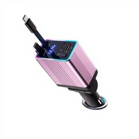 Pengisi Daya Mobil 65W Lintas Batas dengan Kabel Terintegrasi Satu Soket Tiga Titik Pemantik Rokok Satu-ke-empat Port Tipe-C Ganda GaN Cepat