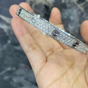 Bracelet jonc personnalisé en tungstène plaqué or style punk avec moissanite, haute qualité, pour homme et femme, cadeau idéal - Product Image 2