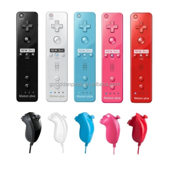 2-in-1 Motion Plus Controller with Vibration Motor for Nintendo Wii Remote Nunchuck Gaming Joystick Left & Right Controller for