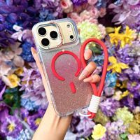 Funda Magnética con Polvo Brillante para iPhone 18 Pro Max, Decoración de Diamantes, Híbrida de TPU y PC, Antiarañazos, Cobertura Total