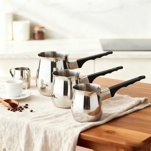 Chauffe-café turc moderne 6oz/12oz/24oz, pot à fondue au beurre, en acier inoxydable à longue poignée, finition miroir, écologique, pour lait - Product Image 1