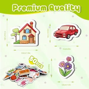 50 aimants de réfrigérateur pour les premiers mots des tout-petits, pour apprendre à lire, à orthographier, à lire en voix haute, jouets magnétiques éducatifs pour la thérapie orthophonique - Product Image 3