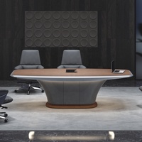 Mfc-Table de réunion de luxe blanche, nouveau système de gestion des câbles, prise d'alimentation ovale, pour bureau intelligent, Table de conférence