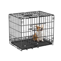 Cage pliable en fer pour animaux de compagnie, cage pour chien, niche pour chat, enclos métallique carré, respirant, utilisation en intérieur, plateau en plastique moderne