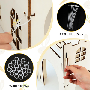 Istana kelinci lembut kayu Hideout Split balkon dalam ruangan multicerita menara panjat tangga berventilasi rumah kokoh untuk anjing kucing - Product Image 5