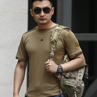 T-Shirt Tactique Respirant en Coton Vert Olive pour Hommes, Entraînement Extérieur, Tissu Multicolore Camouflage Militaire
