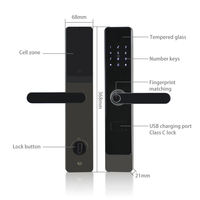 Cerradura Inteligente Biométrica Semiautomática con Manija, Económica, para Huella Dactilar, Tarjeta IC, Contraseña, Entrada sin Llave Electrónica