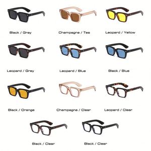 Gafas de Sol Cuadradas con Logotipo Personalizado, Diseño Vintage 2025, con Estampado de Leopardo para Mujer, Protección UV400, con Remaches, Estilo Punk, para Hombre - Product Image 4