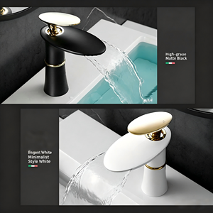 <span class=keywords><strong>Robinet</strong></span> Mitigeur de Lavabo Monocommande Moderne en Laiton Chromé à Poser, Bec Cascade, Cartouche Céramique, Installation 1 Trou - Product Image 5