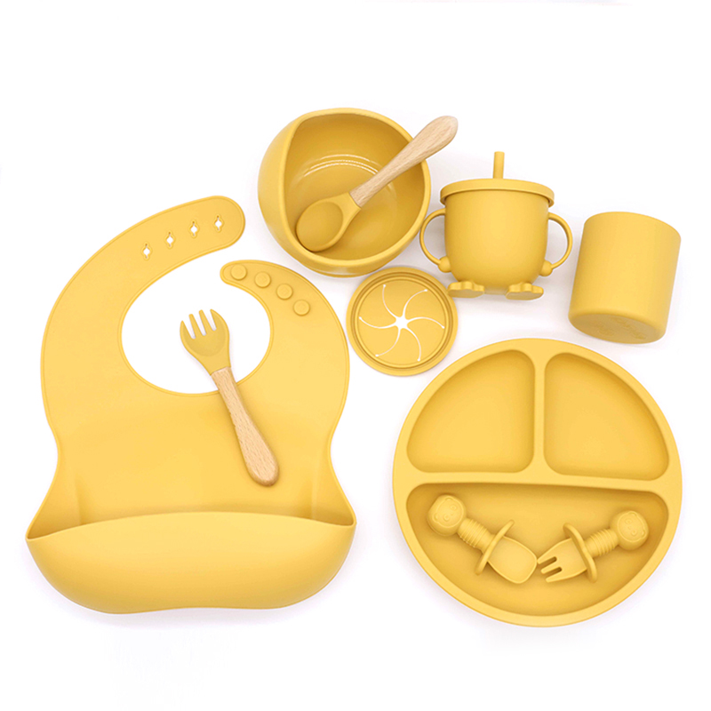 Пищевой BPA бесплатно 10 шт. силиконовая бутылочка для кормления ребенка комплект нагрудник чаши чашка Ложка Вилка питания расходные материалы