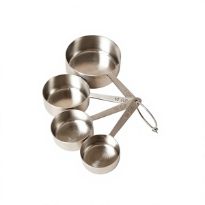 Ensemble de tasses à mesurer en acier inoxydable, 1 tasse, 1/2 tasse, 1/3 tasse, 1/4 tasse, outils de cuisine, tasses à mesurer en métal, écologiques, qualité alimentaire - Product Image 1