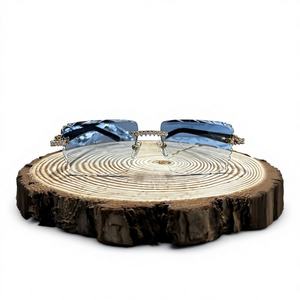 Gafas de Sol de Lujo Plateadas con Cristales Sólidos, Montura Semi-Rimless, Ligeras, Protección UV, para Fiestas, Unisex - Product Image 1