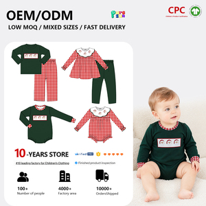 Puresun - Conjunto de <span class=keywords><strong>Ropa</strong></span> Navideña para Niños de 1 a 12 Años, 100% Algodón, Camisa Verde con Bordado de Santa Claus y Pantalones a Cuadros Rojos, Color Resistente - Product Image 4
