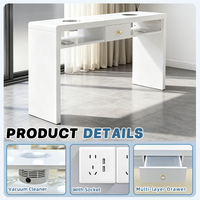 Station de manucure professionnelle double place en bois blanc avec séchoir à ongles, table de manucure et aspirateur de poussière pour salon de beauté