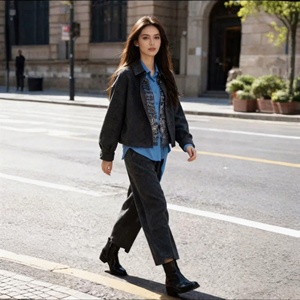 <span class=keywords><strong>Completo</strong></span> da <span class=keywords><strong>Donna</strong></span> a 2 Pezzi, Giacca Corta Leggera <span class=keywords><strong>e</strong></span> <span class=keywords><strong>Pantaloni</strong></span> a Gamba Larga, Set Casual con Bottoni per Uso Quotidiano - Product Image 1