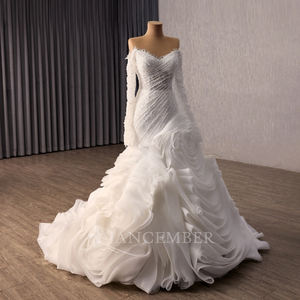 Vestido de Novia de Lujo Rsm251144 con Bordado, Volantes y Espalda con Cordones, Estilo Sirena, Vestido de Boda <span class=keywords><strong>Civil</strong></span> Jancemebr - Product Image 3