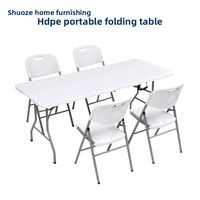 Table pliante rectangulaire blanche moderne pour l'extérieur, idéale pour les banquets, les conférences, la restauration et les pique-niques
