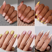 Uñas Postizas Reutilizables con Pegamento, Uñas de Gel Suaves Cortas al por Mayor, Diseño 3D de Lujo Hecho a Mano, Uñas Francesas a Presión y de Gel