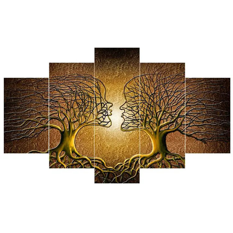 EAGLEGIFTS Modern Art Canvas Landscape Golden Tree Paintings Prints Artwork Framed Pictures For Living Room Wall Decoration