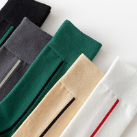 Chaussettes d'automne en coton jacquard pour femmes, nouveau style, motif rayures foncées, antidérapantes, pour usage quotidien, vente en gros