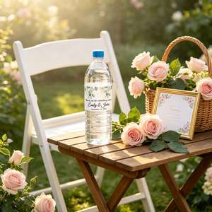 Étiquettes personnalisées pour bouteilles d'eau à motifs floraux, autocollants en vinyle pour bouteilles d'eau de mariage, autocollants imperméables DIY, décoration pour fête de fiançailles - Product Image 4