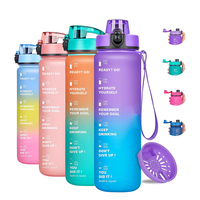 Bouteille d'eau de motivation Fitness Time Maker Tritan Sk Pc sans BPA, anti-fuite, en plastique, avec logo personnalisé, 32 oz, avec paille, pour la salle de sport et le sport