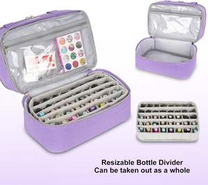 Free Sample Double Layer <b>Nail</b> Polish Organizer Holds Bottles <b>Nail</b> Dryer <b>Nail</b> Polish Case with 2 Removable <b>Pouches</b> Tools Storage - Product Image 5