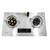 Table de cuisson à gaz commerciale à 2 brûleurs avec allumage électronique et surface en acier inoxydable, haute puissance, pour usage hôtelier