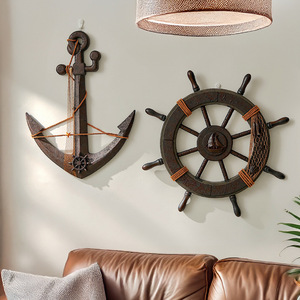 Decoración de Pared con Volante de Madera Estilo Mediterráneo, Decoración Circular para el Hogar, Paquete de Varias Piezas, Arte para Colgar - Product Image 3
