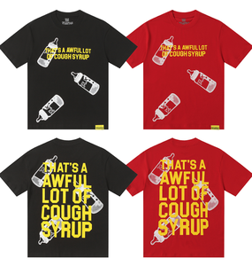 T-shirt da uomo oversize in cotone 100% con stampa 'THAT'S <span class=keywords><strong>a</strong></span> AWFUL LOT of COUGH SYRUP', manica corta, spalle scese, scansionabile, 26, alta qualità - Product Image 5