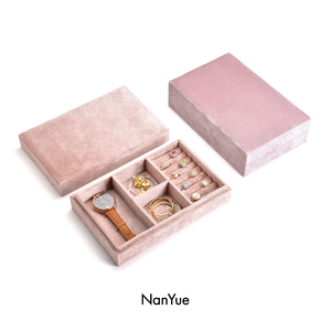 Vente en gros d'étui à bagues avec logo personnalisé boîte à bijoux en velours pour colliers et bagues boîte à bijoux de voyage en velours - Product Image 3