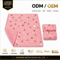 Manta de Felpa Personalizada al por Mayor para San Valentín, de Franela y Sherpa, con Estampado y Logotipo, Embalaje para Programas de Marca Minorista